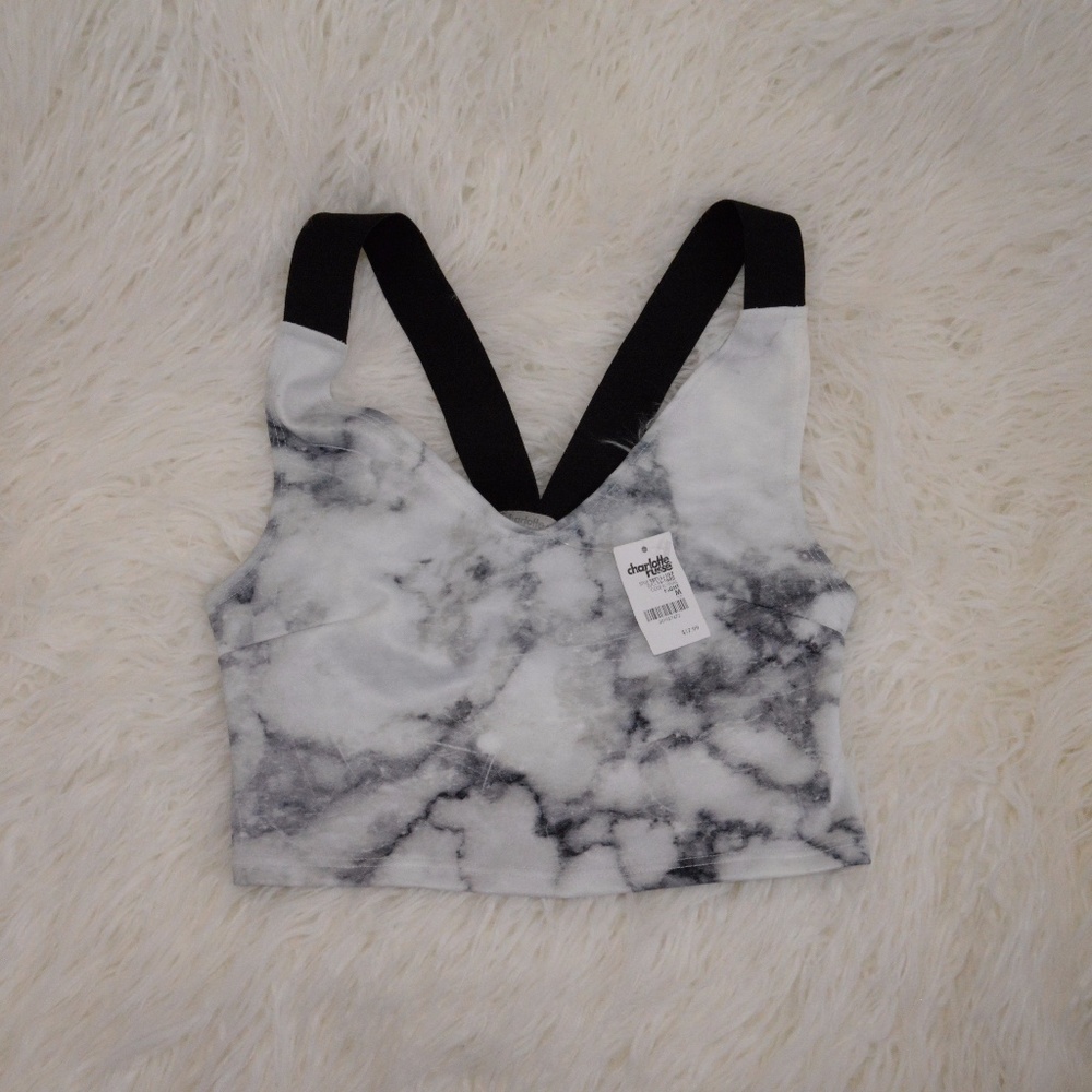 Charlotte Russe Marble Strap Back Crop - NWT - M